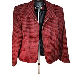 Norton Red Black Patterned Full Zip Lined Jacket Size‎ Large NWT